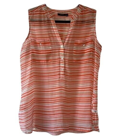 Apt. 9 Womens Sleeveless Striped Button-Front Blouse - Picture 1 of 9
